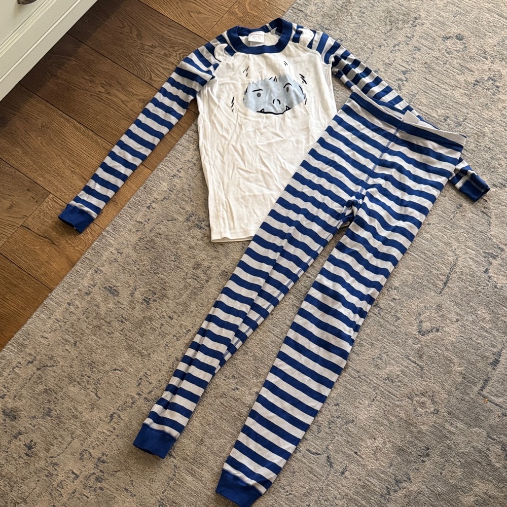 Hanna Andersson Kids Pajama Set with Blue and White Stripes